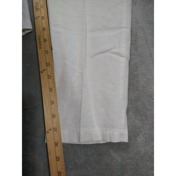 Uniqlo Pants Womens Large White Linen Blend Relaxed Tapered Leg High Rise - Picture 5 of 9